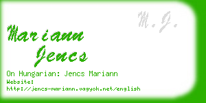 mariann jencs business card